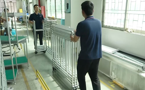 無(wú)動(dòng)力精益管伸縮門(mén)LCIA工裝